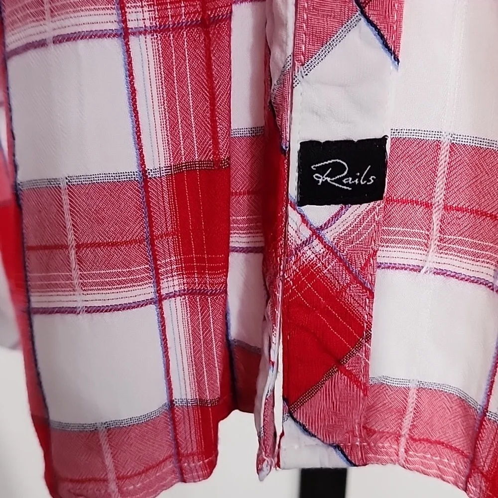 Rails Shirt Plaid Button Down Long Sleeve Red Size L - Picture 15 of 16